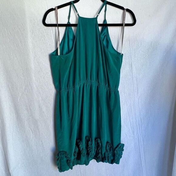 Charlie Jade Women's Green V-Neck Ruffled Hem Mini Dress Size Large - Picture 7 of 7